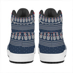 Snowman Knitted Pattern Print High Top Leather Sneakers