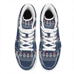 Snowman Knitted Pattern Print High Top Leather Sneakers