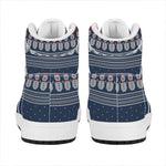 Snowman Knitted Pattern Print High Top Leather Sneakers