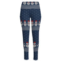 Snowman Knitted Pattern Print High-Waisted Pocket Leggings