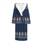 Snowman Knitted Pattern Print Hooded Bathrobe