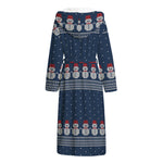 Snowman Knitted Pattern Print Hooded Bathrobe