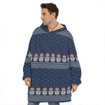 Snowman Knitted Pattern Print Hoodie Blanket