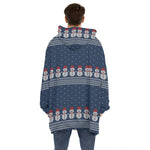 Snowman Knitted Pattern Print Hoodie Blanket