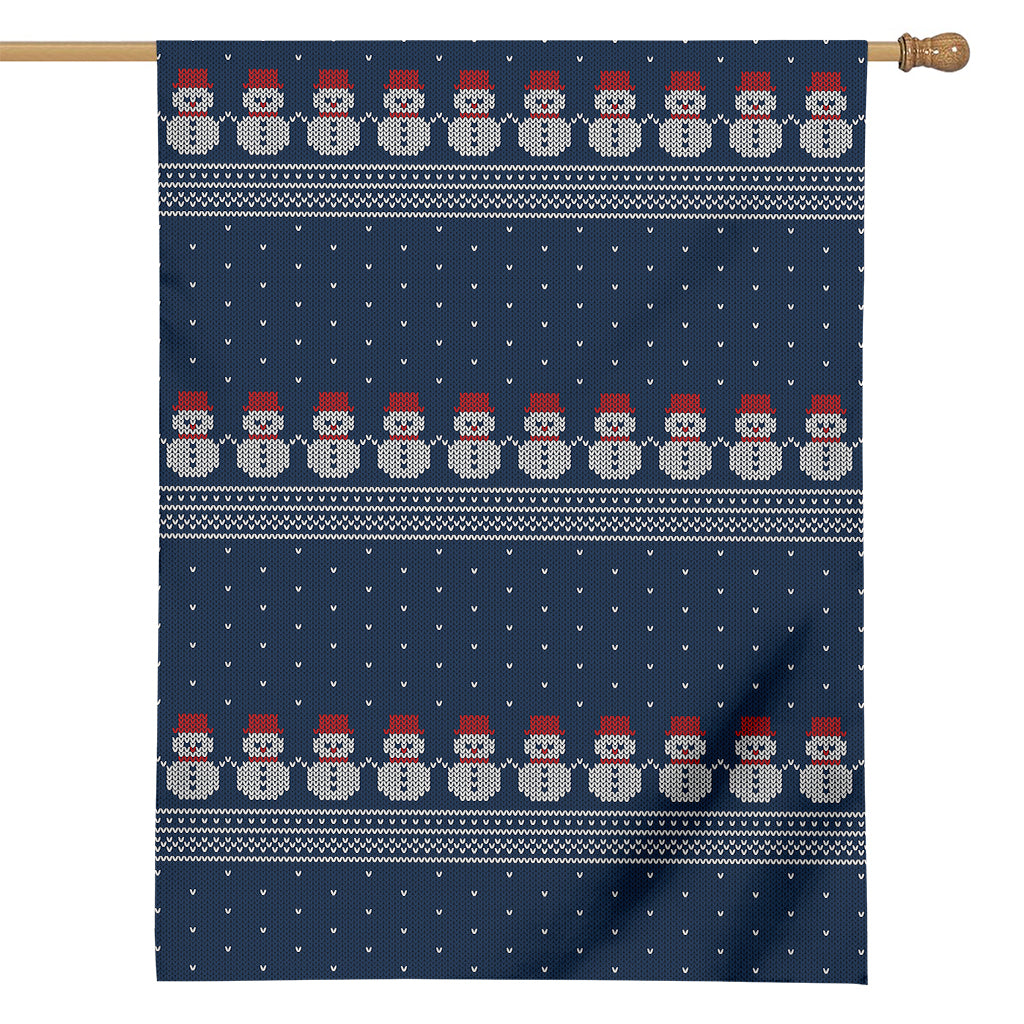 Snowman Knitted Pattern Print House Flag