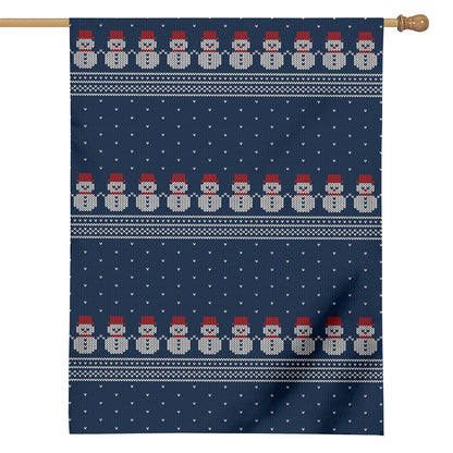 Snowman Knitted Pattern Print House Flag