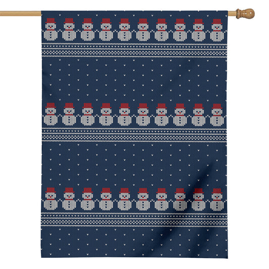 Snowman Knitted Pattern Print House Flag