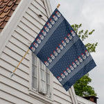 Snowman Knitted Pattern Print House Flag