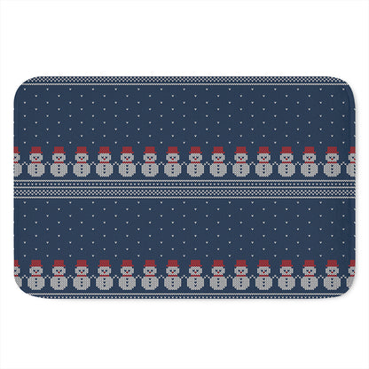 Snowman Knitted Pattern Print Indoor Door Mat