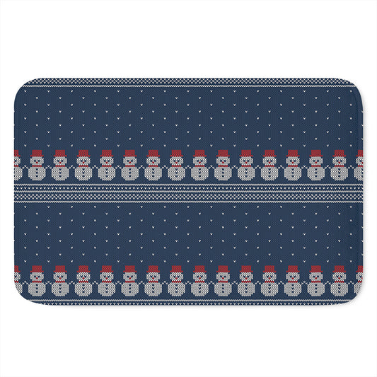 Snowman Knitted Pattern Print Indoor Door Mat