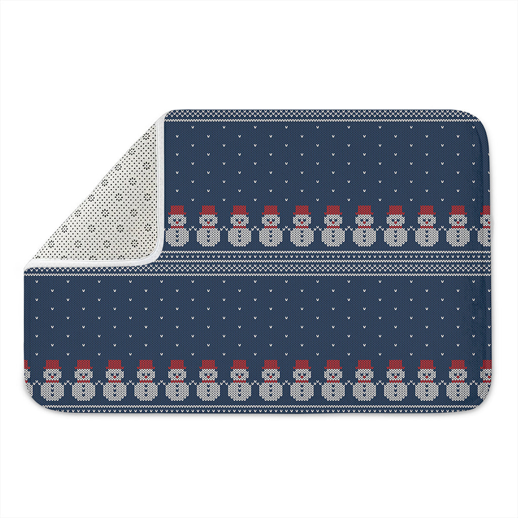 Snowman Knitted Pattern Print Indoor Door Mat