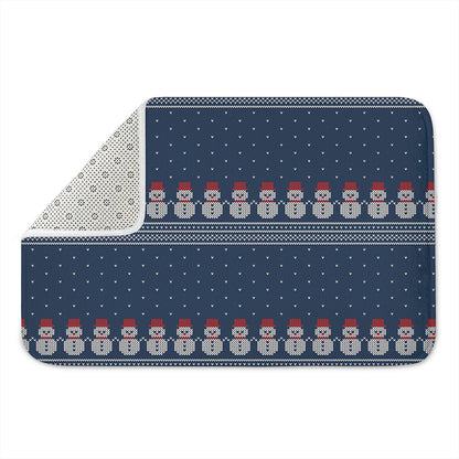 Snowman Knitted Pattern Print Indoor Door Mat