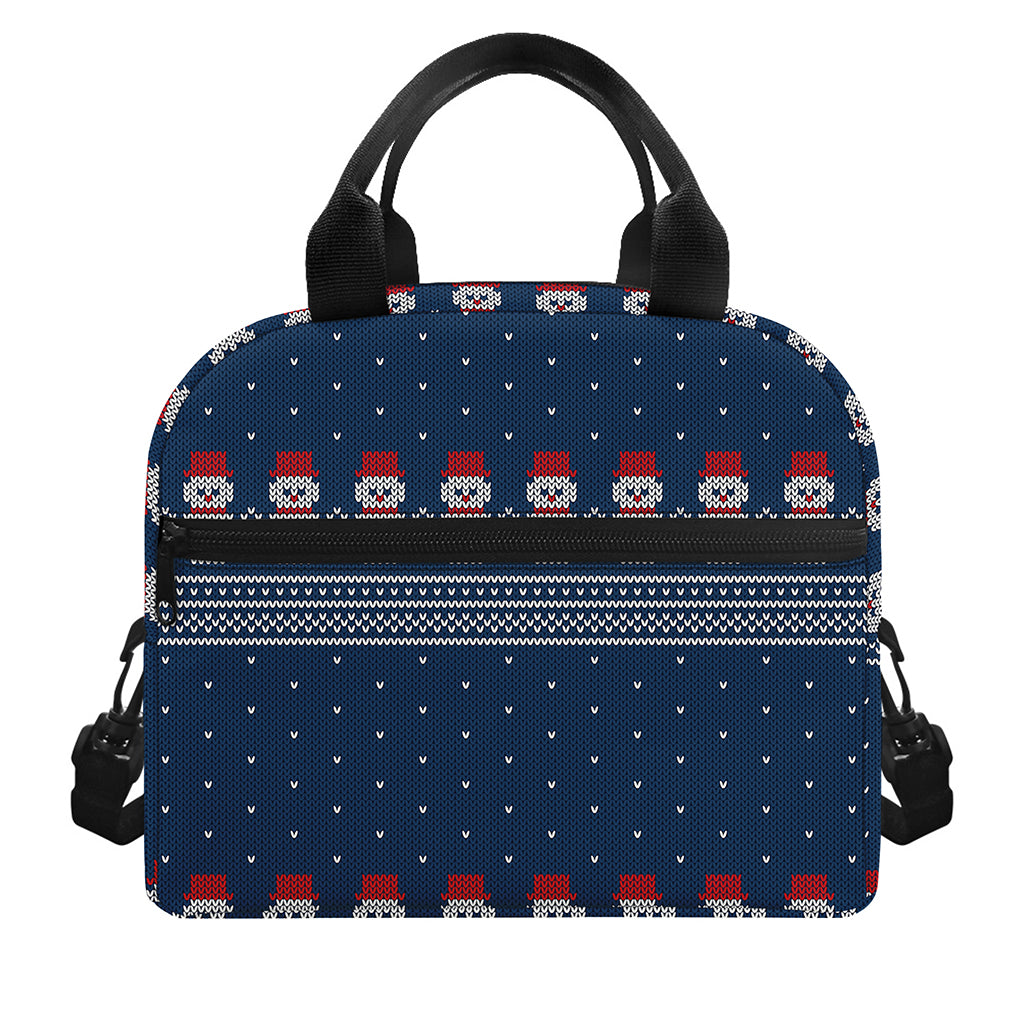 Snowman Knitted Pattern Print Insulated Lunch Bag