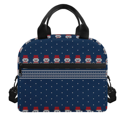 Snowman Knitted Pattern Print Insulated Lunch Bag