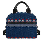 Snowman Knitted Pattern Print Insulated Lunch Bag