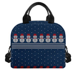 Snowman Knitted Pattern Print Insulated Lunch Bag