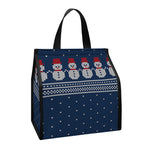 Snowman Knitted Pattern Print Insulated Lunch Tote
