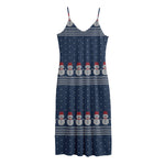 Snowman Knitted Pattern Print Jersey Midi Cami Dress