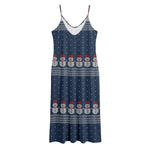 Snowman Knitted Pattern Print Jersey Midi Cami Dress