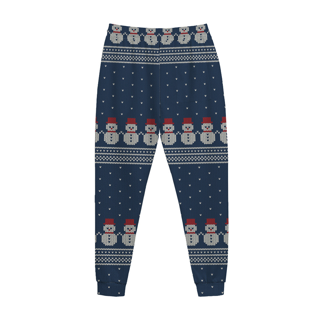 Snowman Knitted Pattern Print Jogger Pants