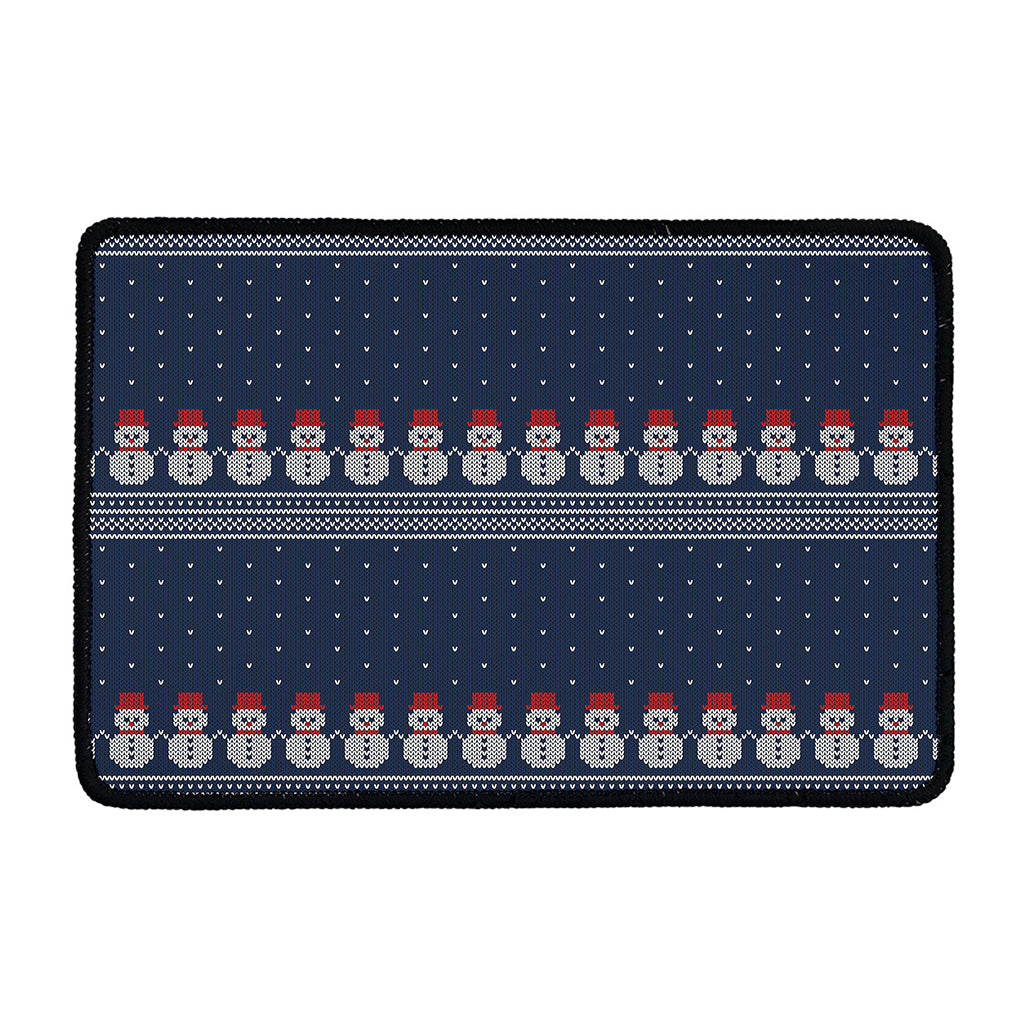 Snowman Knitted Pattern Print Kitchen Mat