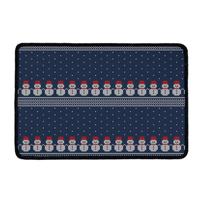 Snowman Knitted Pattern Print Kitchen Mat