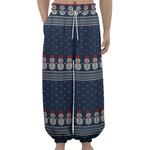 Snowman Knitted Pattern Print Lantern Pants
