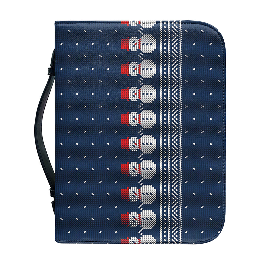 Snowman Knitted Pattern Print Leather Bible Cover