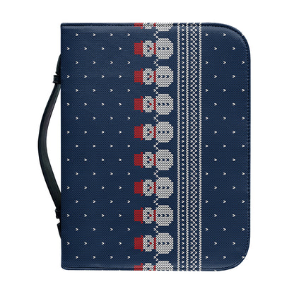 Snowman Knitted Pattern Print Leather Bible Cover