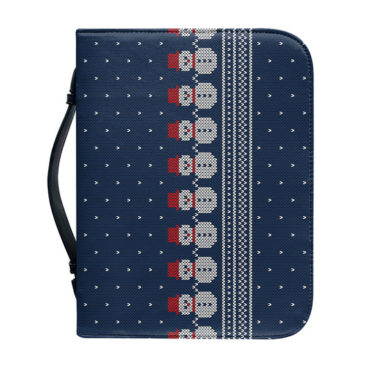 Snowman Knitted Pattern Print Leather Bible Cover