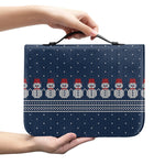 Snowman Knitted Pattern Print Leather Bible Cover