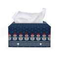 Snowman Knitted Pattern Print Leather Tissue Box Cover