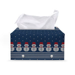 Snowman Knitted Pattern Print Leather Tissue Box Cover