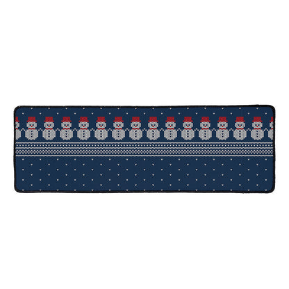 Snowman Knitted Pattern Print Long Kitchen Mat