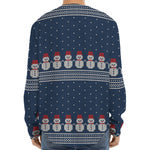 Snowman Knitted Pattern Print Long Sleeve Baseball Jersey