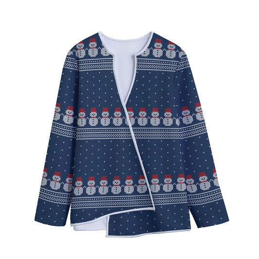 Snowman Knitted Pattern Print Long Sleeve Short Coat