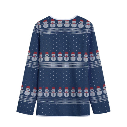 Snowman Knitted Pattern Print Long Sleeve Short Coat