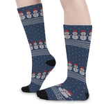 Snowman Knitted Pattern Print Long Socks