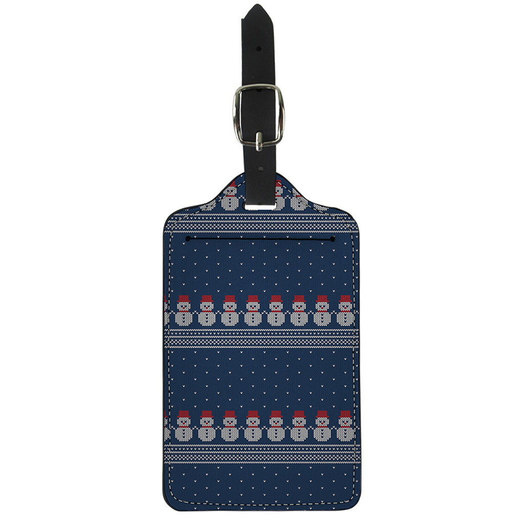 Snowman Knitted Pattern Print Luggage Tag