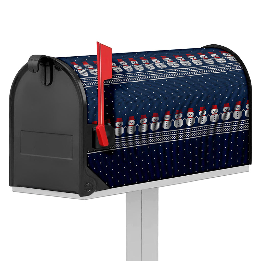 Snowman Knitted Pattern Print Mailbox Cover