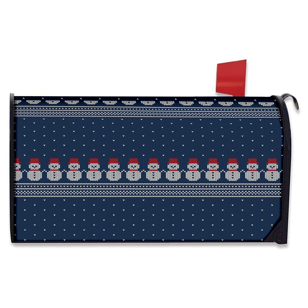 Snowman Knitted Pattern Print Mailbox Cover