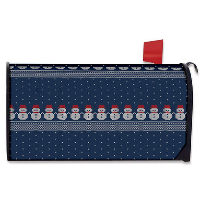 Snowman Knitted Pattern Print Mailbox Cover