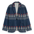 Snowman Knitted Pattern Print Men's Blazer