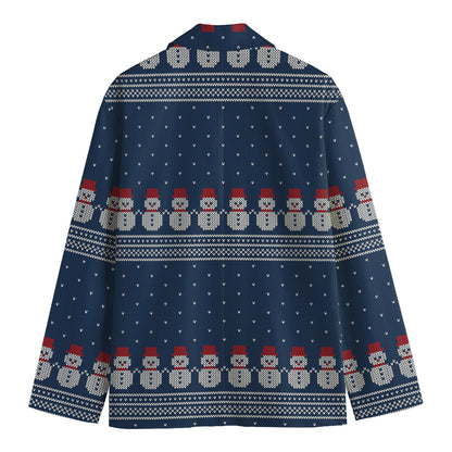 Snowman Knitted Pattern Print Men's Blazer
