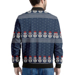 Snowman Knitted Pattern Print Men's Bomber Jacket