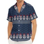 Snowman Knitted Pattern Print Men's Deep V-Neck Shirt