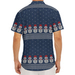 Snowman Knitted Pattern Print Men's Deep V-Neck Shirt