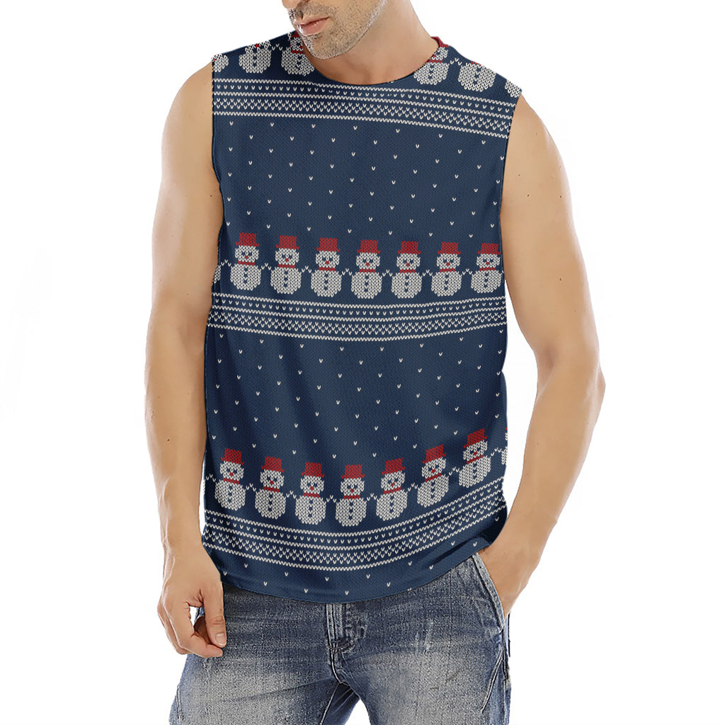 Snowman Knitted Pattern Print Men's Fitness Tank Top