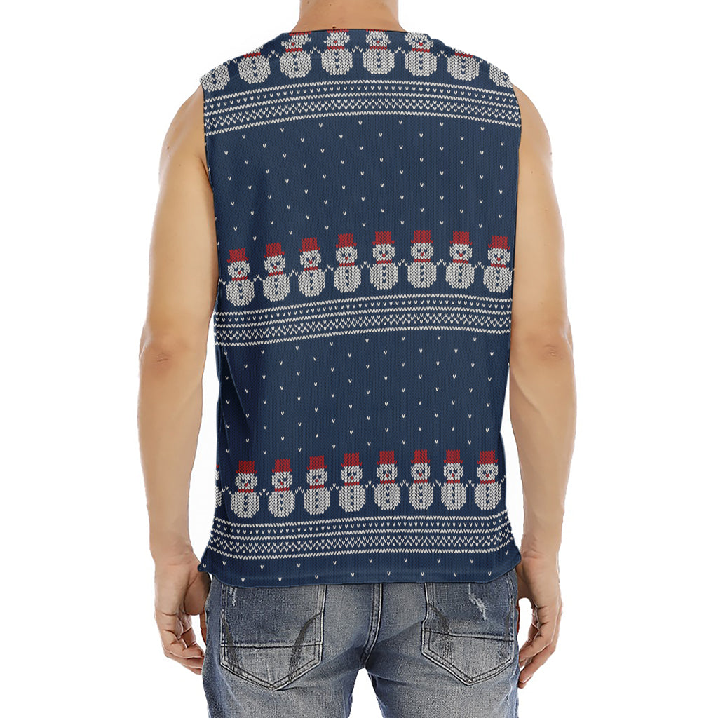 Snowman Knitted Pattern Print Men's Fitness Tank Top