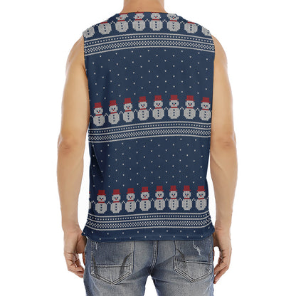 Snowman Knitted Pattern Print Men's Fitness Tank Top